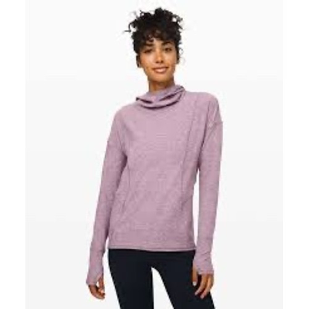 Lululemon Hooded Long Sleeve Women8 Heathered Purple Excellent Thumbholes Hoodie